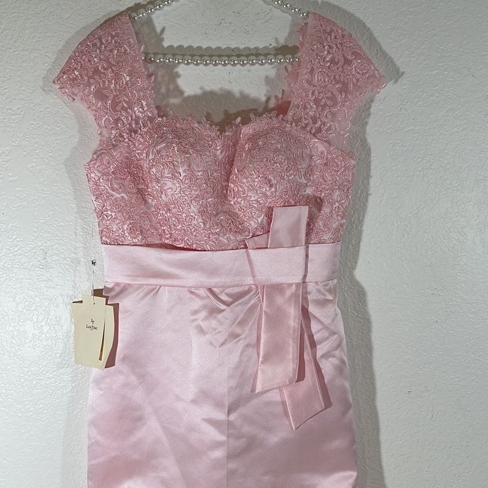LANTING BRIDE Two Piece Sexy V-Neck Floral Embroidery Satin Knee Length New 10 - Picture 7 of 16